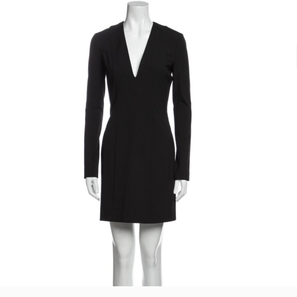 V neck fitted mini black dress from Theory. Worn once in excellent condition. - Picture 6 of 10
